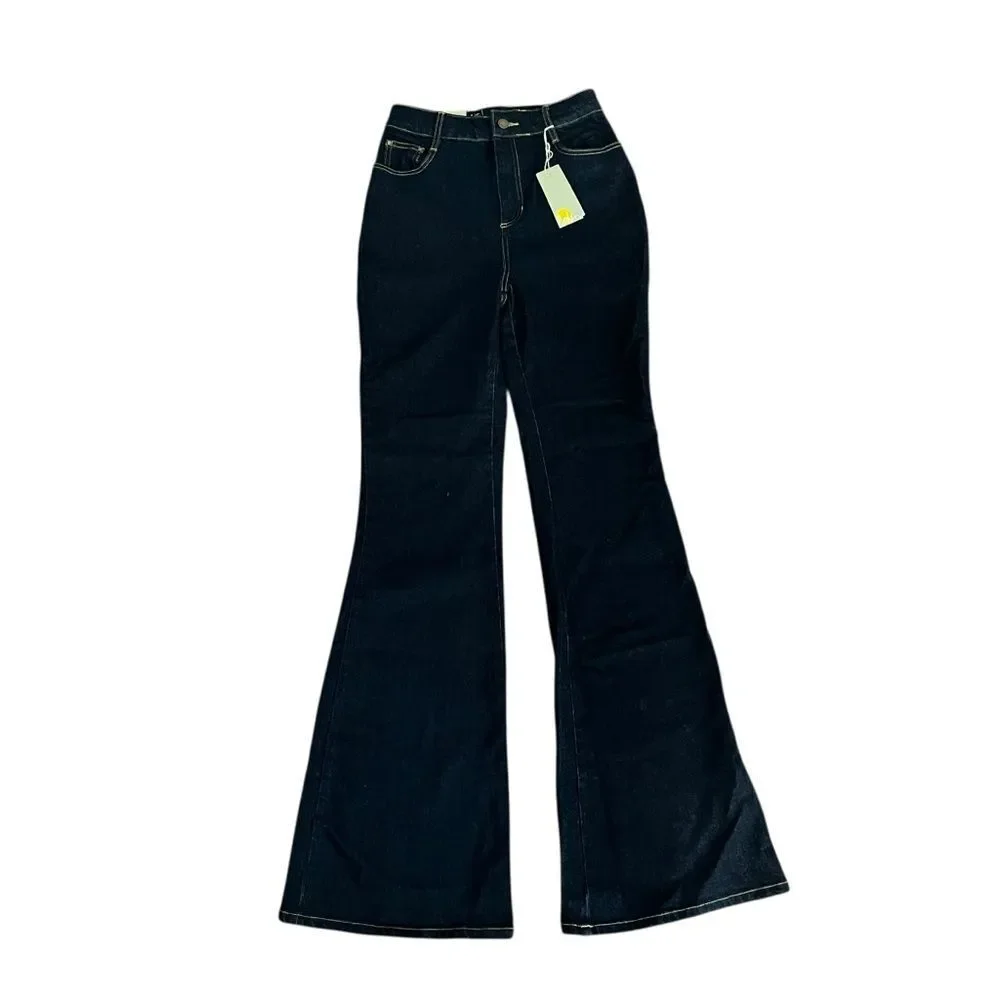 Boden High Rise Flare Jeans Dark Indigo Stretch Denim NWT 8